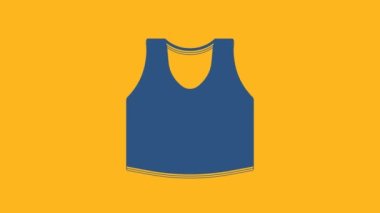 Blue Undershirt icon isolated on orange background. 4K Video motion graphic animation.