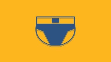 Blue Men underpants icon isolated on orange background. Man underwear. 4K Video motion graphic animation.