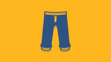 Blue Pants icon isolated on orange background. Trousers sign. 4K Video motion graphic animation.