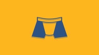 Blue Men underpants icon isolated on orange background. Man underwear. 4K Video motion graphic animation.