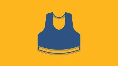 Blue Undershirt icon isolated on orange background. 4K Video motion graphic animation.