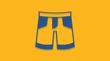 Blue Short or pants icon isolated on orange background. 4K Video motion graphic animation.