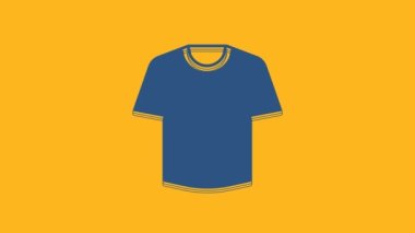Blue T-shirt icon isolated on orange background. 4K Video motion graphic animation.