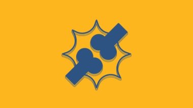 Blue Joint pain, knee pain icon isolated on orange background. Orthopedic medical. Disease of the joints and bones, arthritis. 4K Video motion graphic animation.