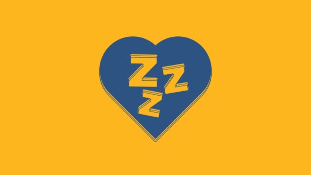 Blue Sleepy Icon Isolated Orange Background Sleepy Zzz Black Talk — Vídeo de Stock