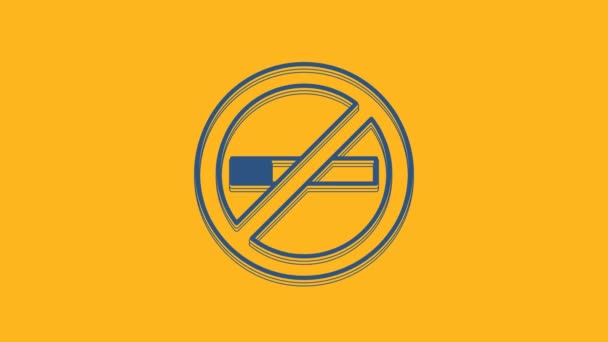 Niebieski Smoking Ikona Izolowane Pomarańczowym Tle Symbol Papierosa Animacja Graficzna — Wideo stockowe