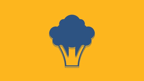 Blue Broccoli Icon Isolated Orange Background Video Motion Graphic Animation — Stock Video