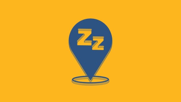 Blue Sleepy Icon Isolated Orange Background Sleepy Zzz Black Talk — Vídeo de Stock