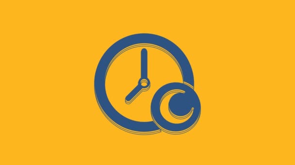 Blue Time Sleep Icon Isolated Orange Background Sleepy Zzz Healthy — 图库视频影像