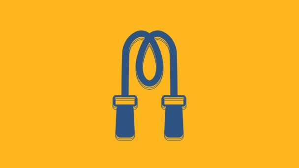 Blue Jump Rope Icon Isolated Orange Background Skipping Rope Sport — Wideo stockowe
