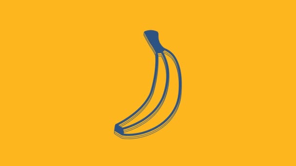Blue Banana Icon Isolated Orange Background Video Motion Graphic Animation — Vídeos de Stock