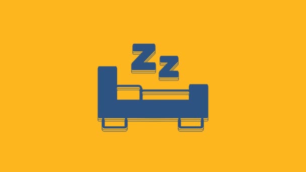 Blue Time Sleep Icon Isolated Orange Background Sleepy Zzz Healthy — Stockvideo
