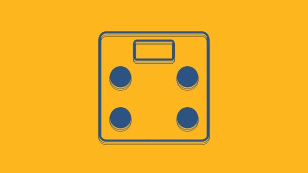 Blue Bathroom Scales Icon Isolated Orange Background Weight Measure Equipment — Stok video