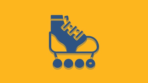 Blue Roller Skate Icon Isolated Orange Background Video Motion Graphic — Stock Video