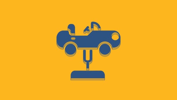 Blue Swing Car Playground Icon Isolated Orange Background Childrens Carousel — Vídeo de Stock
