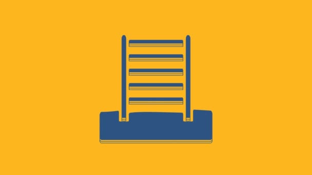 Μπλε Ξύλινο Σουηδικό Τοίχο Εικονίδιο Απομονώνονται Πορτοκαλί Φόντο Σουηδικές Σκάλες — Αρχείο Βίντεο