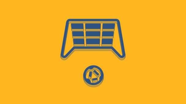 Blue Soccer Goal Ball Icon Isolated Orange Background Video Motion — Stok Video