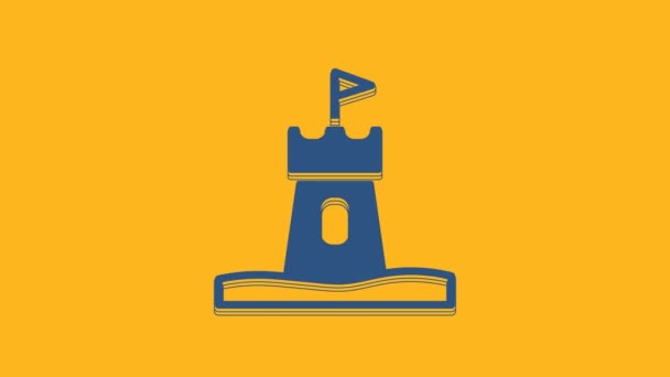 Ікона Blue Sand Tower Ізольована Помаранчевому Тлі Відеографічна Анімація — стокове відео