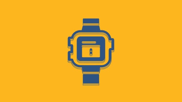 Blue Wrist Watch Icon Isolated Orange Background Wristwatch Icon Video — Stok Video