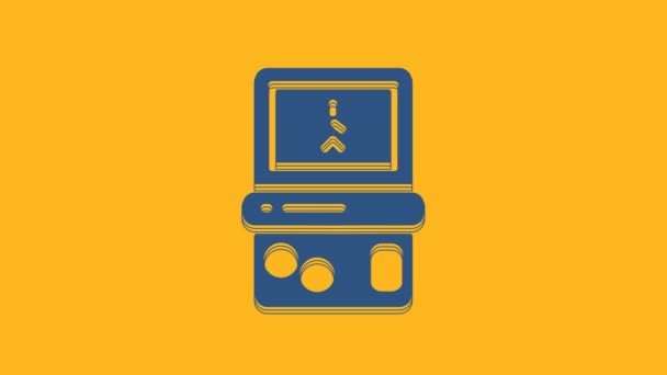Blue Portable Tetris Electronic Game Icon Isolated Orange Background Vintage — Wideo stockowe