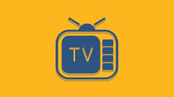 Blue Retro Icon Isolated Orange Background Television Sign Video Motion — Wideo stockowe