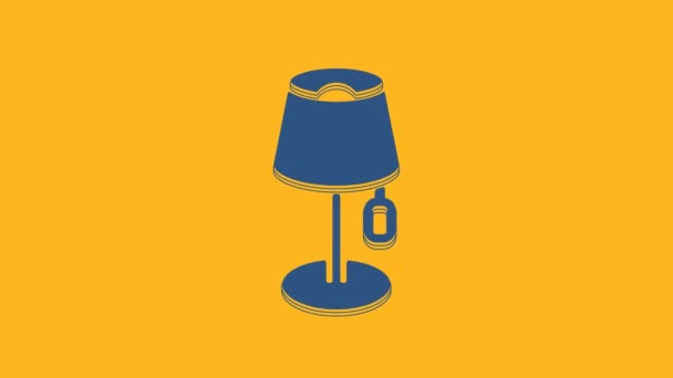 Blue Floor Lamp Icon Isolated Orange Background Video Motion Graphic — Vídeo de Stock