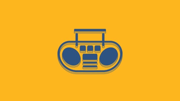 Blue Home Stereo Two Speakers Icon Isolated Orange Background Music — Stockvideo