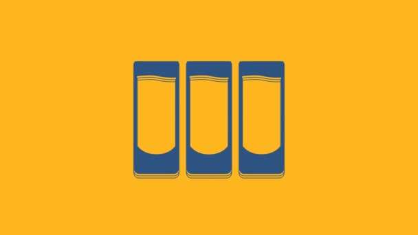 Blue Shot Glass Icon Isolated Orange Background Video Motion Graphic — Vídeo de Stock