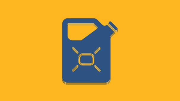 Blue Canister Flammable Liquids Icon Isolated Orange Background Oil Biofuel — 비디오