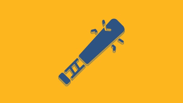 Blue Baseball Bat Nails Icon Isolated Orange Background Violent Weapon — ストック動画