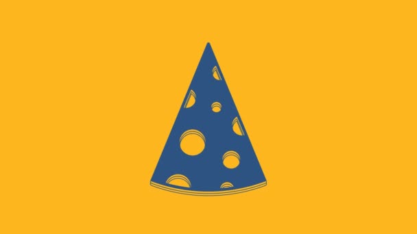 Blue Cheese Icon Isolated Orange Background Video Motion Graphic Animation — Wideo stockowe