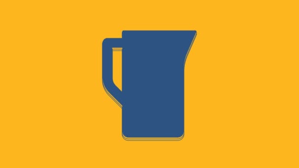 Blue Milk Jug Pitcher Icon Isolated Orange Background Video Motion — ストック動画