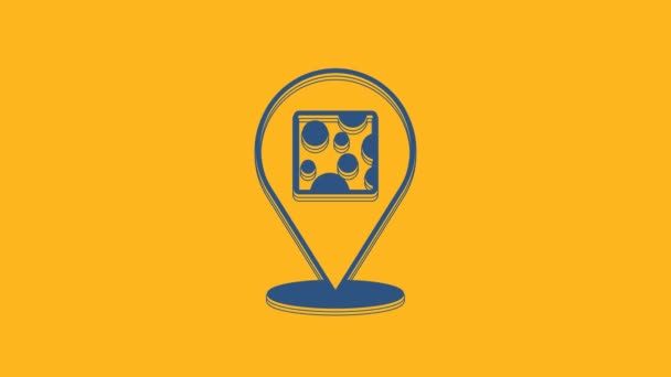 Ikona Modrého Sýra Izolovaná Oranžovém Pozadí Grafická Animace Pohybu Videa — Stock video