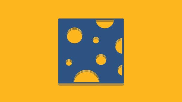 Blue Cheese Icon Isolated Orange Background Video Motion Graphic Animation — Wideo stockowe