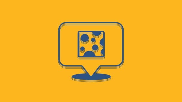 Μπλε Τυρί Εικονίδιο Απομονώνονται Πορτοκαλί Φόντο Γραφική Κίνηση Κίνησης Βίντεο — Αρχείο Βίντεο