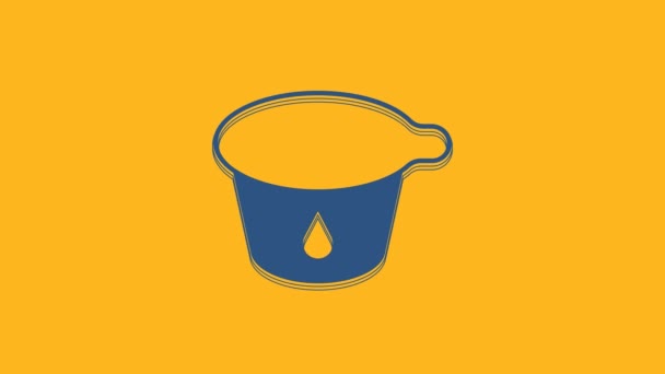 Ікона Контейнера Blue Yogurt Ізольована Помаранчевому Тлі Пластиковій Чашці Відеографічна — стокове відео