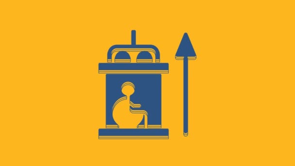 Μπλε Ανελκυστήρας Για Άτομα Ειδικές Ανάγκες Εικονίδιο Απομονώνονται Πορτοκαλί Φόντο — Αρχείο Βίντεο