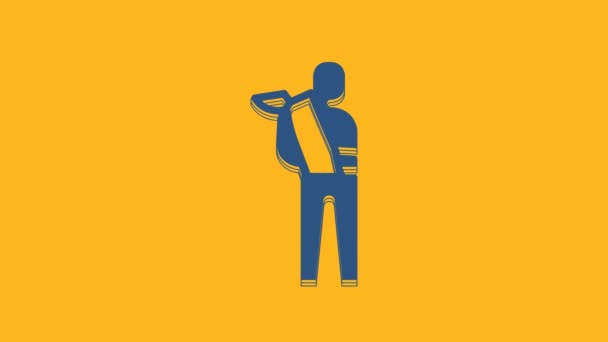 Blue Human Broken Arm Icon Isolated Orange Background Injured Man — Stockvideo