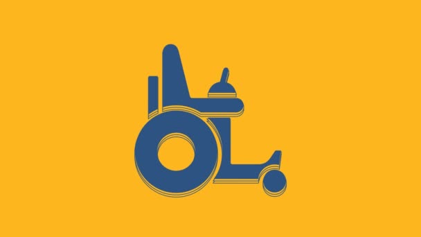 Blue Electric Wheelchair Disabled People Icon Isolated Orange Background Mobility — Stock video