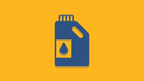 Blue Canister Motor Machine Oil Icon Isolated Orange Background Oil — 비디오
