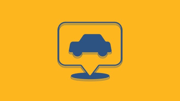 Blue Car Service Icon Isolated Orange Background Auto Mechanic Service — Vídeo de stock