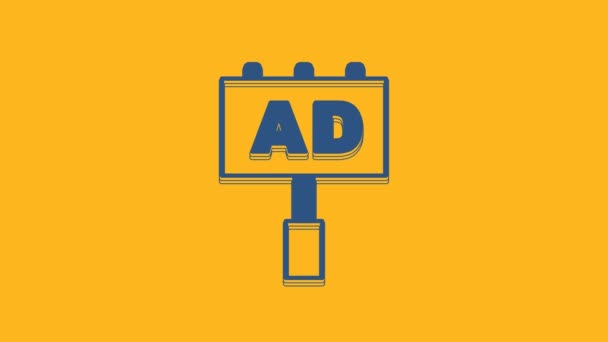 Blaues Werbe Symbol Isoliert Auf Orangefarbenem Hintergrund Konzept Des Marketing — Stockvideo