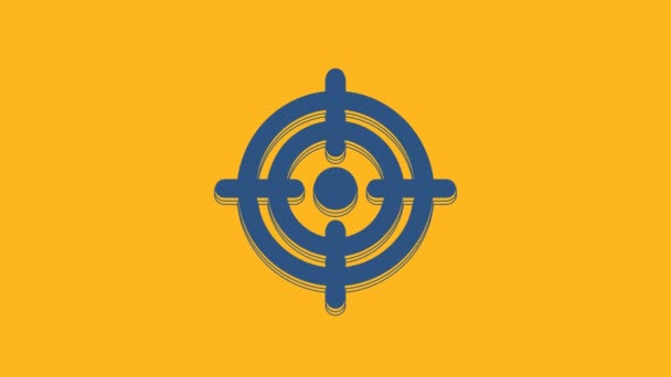 Μπλε Target Εικόνα Έννοια Οικονομικό Στόχο Απομονώνονται Πορτοκαλί Φόντο Συμβολικοί — Αρχείο Βίντεο
