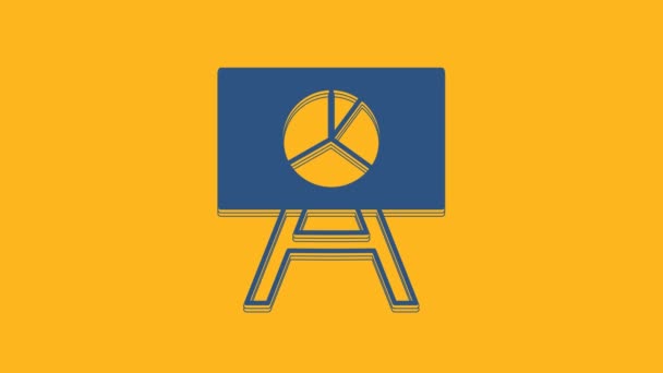Blue Board Graph Chart Icon Isolated Orange Background Report Text — Vídeo de Stock