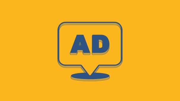 Blue Advertising Icon Isolated Orange Background Concept Marketing Promotion Process — Stok video