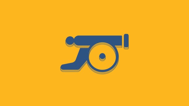 Blue Ramadan Cannon Icon Isolated Orange Background Video Motion Graphic — Stok video