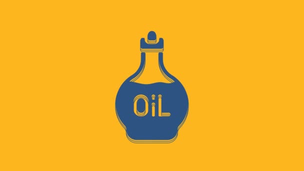 Blue Essential Oljeflaska Ikon Isolerad Orange Bakgrund Ekologisk Aromaterapeutiska Essens — Stockvideo