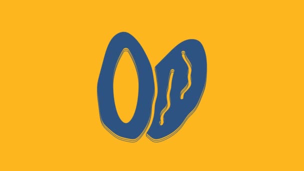 Ikona Owocowa Blue Date Pomarańczowym Tle Animacja Graficzna Ruchu Wideo — Wideo stockowe