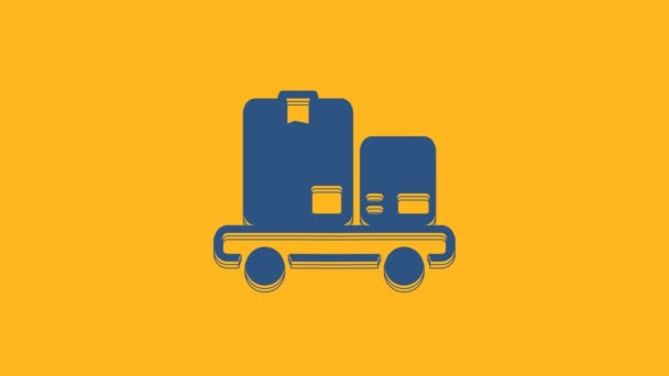 Blue Hand Truck Boxes Icon Isolated Orange Background Dolly Symbol — Video