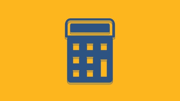 Blue Calculator Icon Isolated Orange Background Accounting Symbol Business Calculations — Stock Video